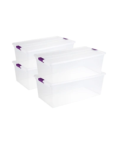 Sterilite 66 Quart Clear Plastic Latching Handle Storage Container Tote, 6 Pack