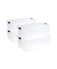 Sterilite 66 Quart Clear Plastic Latching Handle Storage Container Tote, 6 Pack