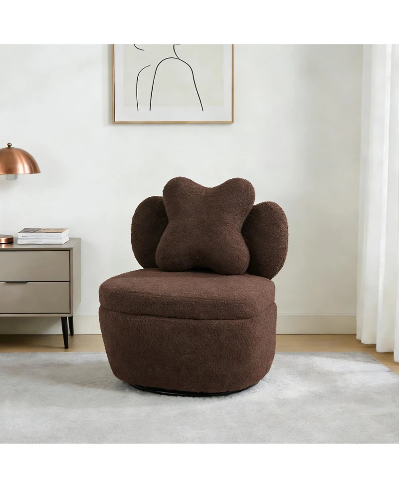 homfan Soft Toy Bear Accent Chair, Boucle Cloud-Shape Armchair for Living Room or Bedroom, Cute Cozy Sofa, Fabric