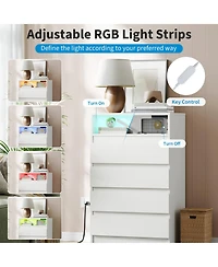homfan Modern 4-Drawer Dresser with Led Lights and Usb Charging