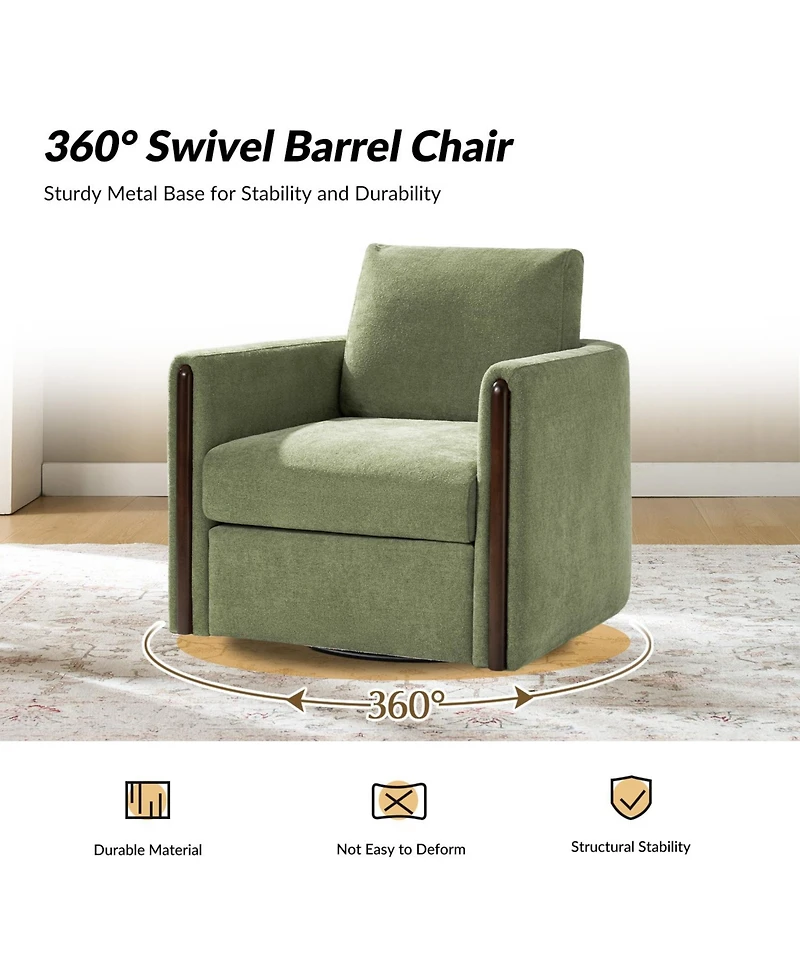 Hulala Home Verdino Modern Down-filled Solid Wood Swivel Barrel Chair