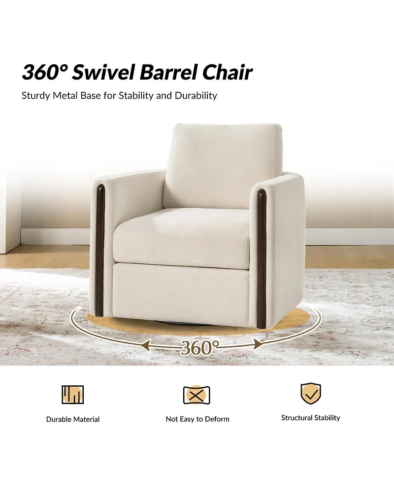 Hulala Home Verdino Modern Down-filled Solid Wood Swivel Barrel Chair