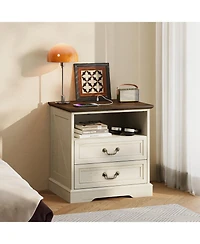 Homsee Modern Storage Side Cabinet - 24-Inch-Wide End Table with Antique Bronze Handle | Compact Nightstand for Living Room & Bedroom