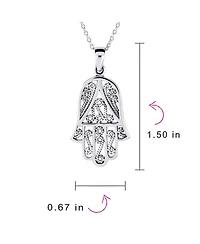 Bling Jewelry Yoga Amulet Fatima Hand Of God Hamsa Pendant Necklace Filigree .925 Sterling Silver