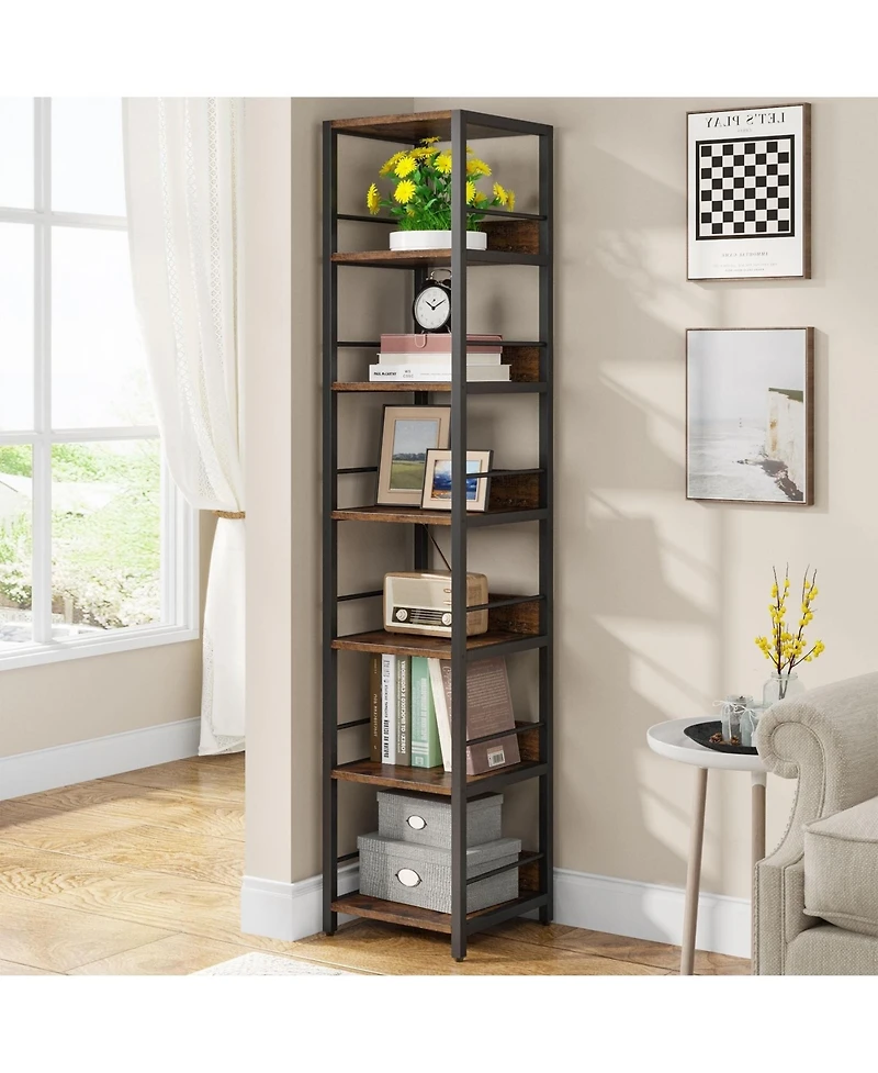 Slickblue Narrow 6-Tier Corner Bookshelf and Storage Rack
