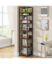 Slickblue Narrow 6-Tier Corner Bookshelf and Storage Rack
