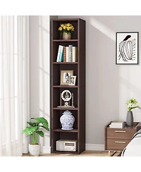 Slickblue Modern 6-Tier Corner Bookcase with Narrow Cube Shelves