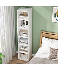 Slickblue Modern 6-Tier Corner Bookcase with Narrow Cube Shelves