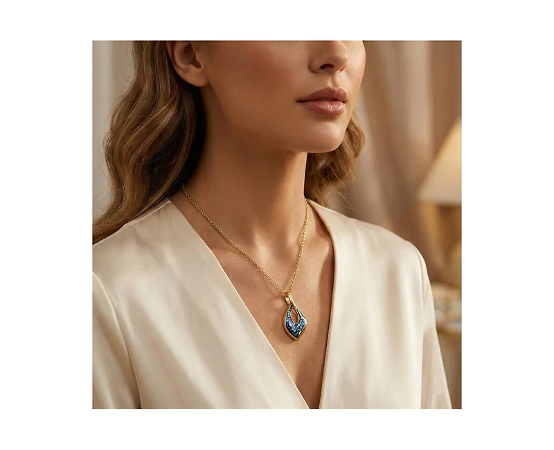 Genevive Elegant 14K Gold Plated Unique Abalone Shell Pendant Necklace