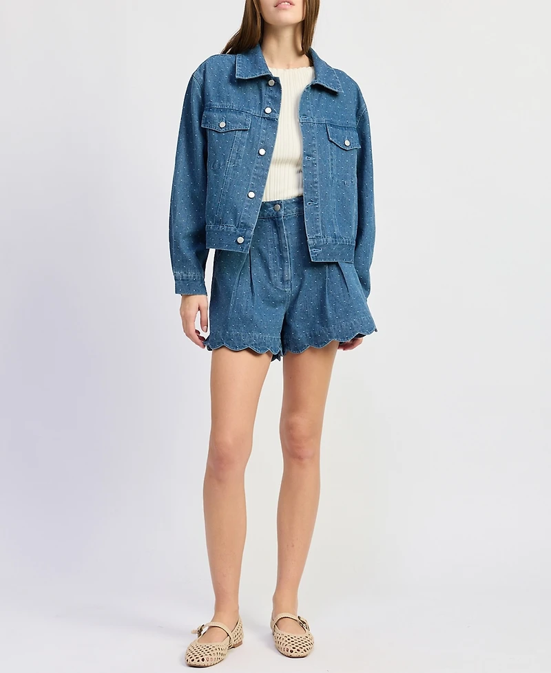 En Saison Women's Heidi Collared Denim Jacket
