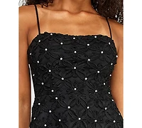 Alex & Sophia Juniors Square Neck Soutache Dress