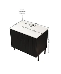 Sillysis Bathroom Vanity without Basin, Sintered Stone Top, Soft Close Doors, Black Modern Scandinavian Storage Cabinet