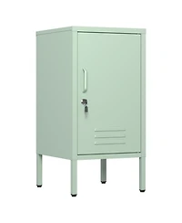 homfan Furniture Modern Metal Bedside Locker with Lockable Door, 2 Adjustable Shelves, Easy-Assembly Storage Cabinet