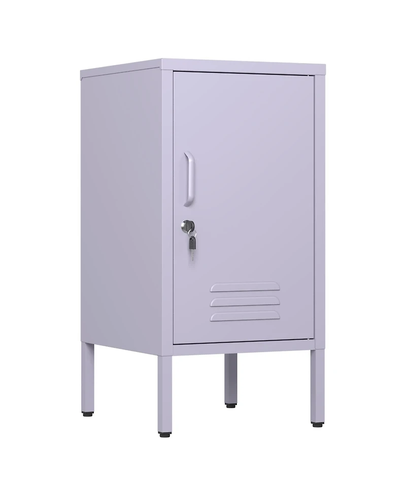 homfan Furniture Modern Metal Bedside Locker with Lockable Door, 2 Adjustable Shelves, Easy-Assembly Storage Cabinet