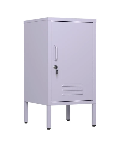 homfan Furniture Modern Metal Bedside Locker with Lockable Door, 2 Adjustable Shelves, Easy-Assembly Storage Cabinet