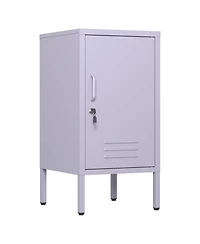 homfan Furniture Modern Metal Bedside Locker with Lockable Door, 2 Adjustable Shelves, Easy-Assembly Storage Cabinet