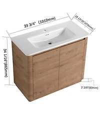 Sillysis Freestanding Bathroom Vanity with Ceramic Sink, Modern Plywood Cabinet, Soft Close Doors, Ample Storage