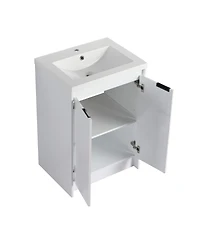 Sillysis 71 Inch Modern Double Bathroom Vanity with Resin Sinks, Soft Close Doors, Scratch and Water-Resistant Cabinet, Side Storage