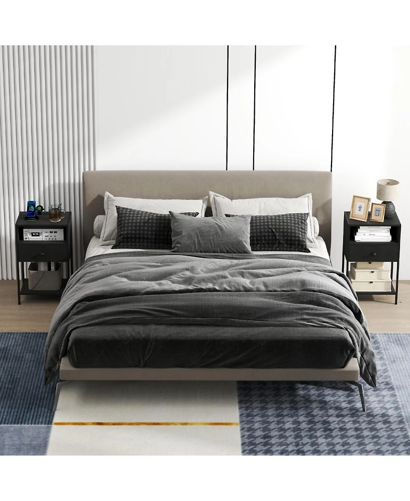 Slickblue Nightstand with Built-In Charging Station, Usb Ports and Power Outlets
