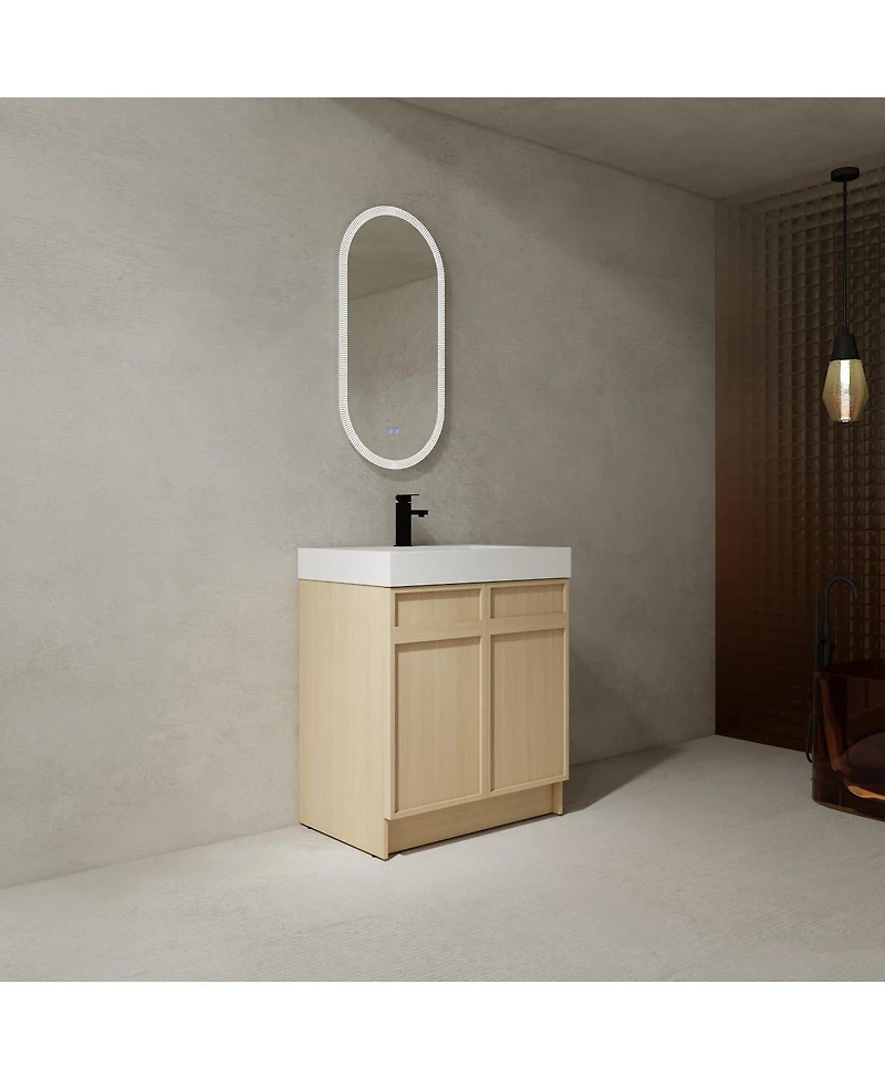 Sillysis 30 Inch Bathroom Vanity with Resin Sink, Soft Close Doors, Adjustable Shelf, Ample Storage for Modern Bathrooms