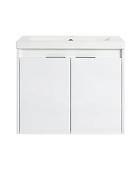 Sillysis 24 Inch Modern Wall Mounted Bathroom Vanity with Resin Sink, Soft Close Doors, Water-Resistant Cabinet, Small Wall Storage