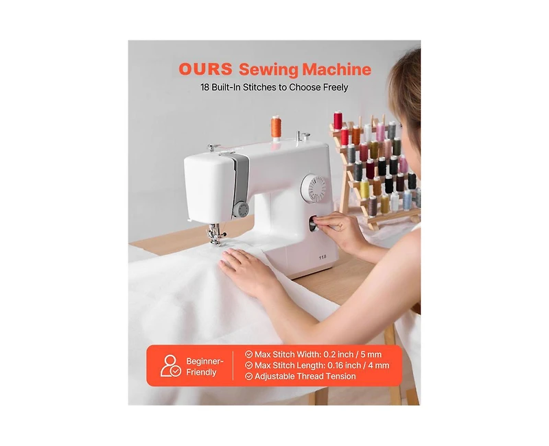 Yobtop Diy Tool Kit, Sewing Machine. Portable Electric Sewing Machine, 18 Stitch Applications, Automatic Needle Threader,Free Arm Mode,Foot Pedal