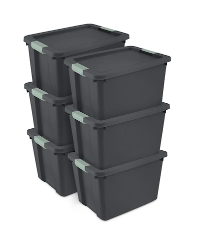 Sterilite 6 Pack 20 Gallon Latch Tote, Stackable Plastic Storage Bin Container