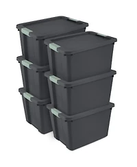 Sterilite 6 Pack 20 Gallon Latch Tote, Stackable Plastic Storage Bin Container
