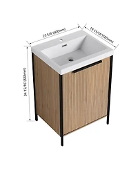 Sillysis Modern Freestanding Bathroom Vanity with Resin Sink, Soft Close Door, Adjustable Shelf, Plywood Cabinet