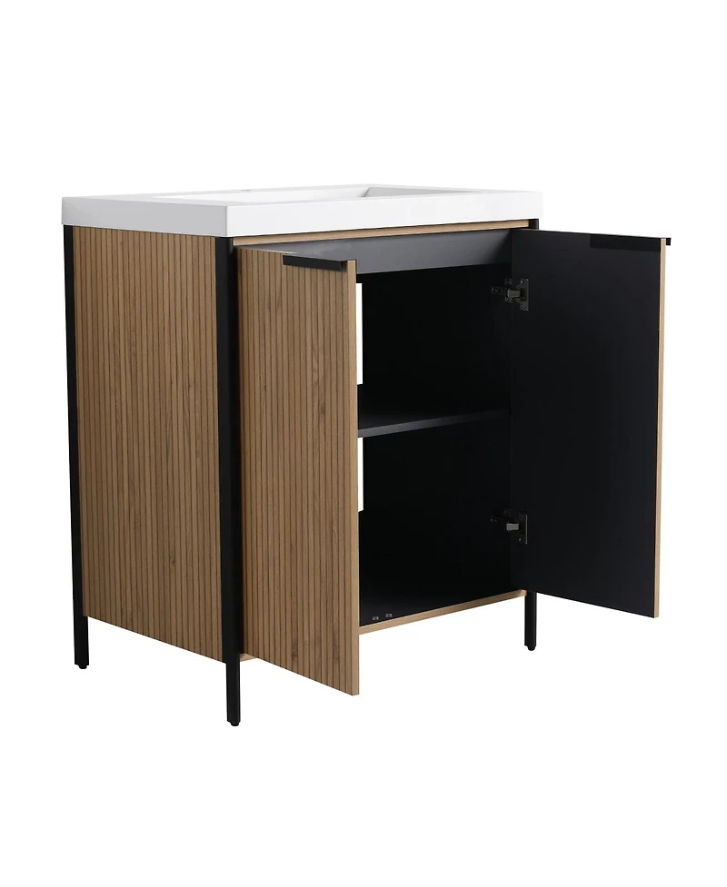 Sillysis Modern Freestanding Bathroom Vanity with Resin Sink, Soft Close Door, Adjustable Shelf, Plywood Cabinet