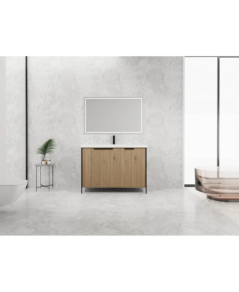 Sillysis Modern Freestanding Bathroom Vanity with Resin Sink, Soft Close Door, Adjustable Shelf, Plywood Cabinet, 24/30/35/47 Inch Sizes
