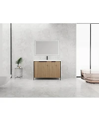 Sillysis Modern Freestanding Bathroom Vanity with Resin Sink, Soft Close Door, Adjustable Shelf, Plywood Cabinet, 24/30/35/47 Inch Sizes