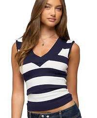 Edikted Women's Briarie Striped Knit V Neck Top