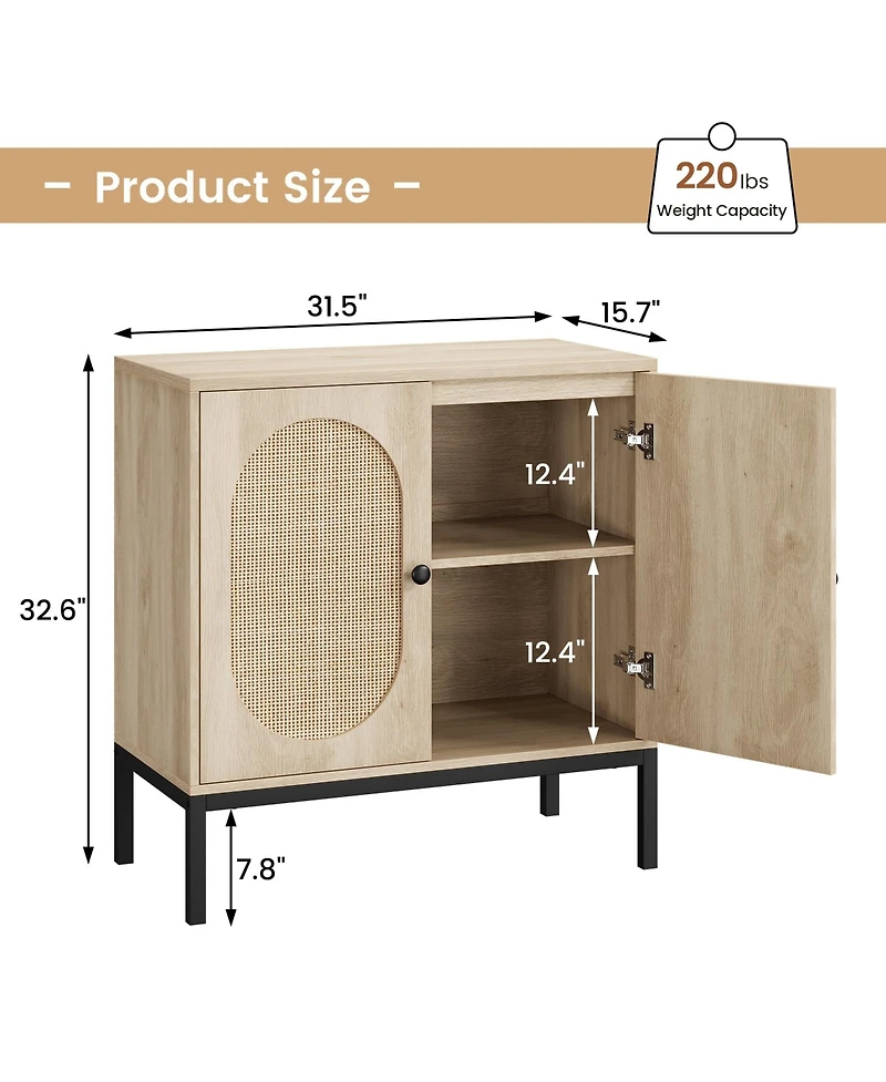 homfan 2 Piece Freestanding Chest of Drawers with 2 Doors and Adjustable Shelf, Metal Legs, Modern Storage Cabinet