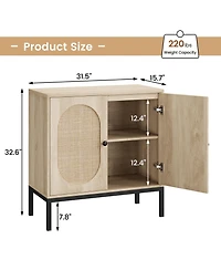 homfan 2 Piece Freestanding Chest of Drawers with 2 Doors and Adjustable Shelf, Metal Legs, Modern Storage Cabinet