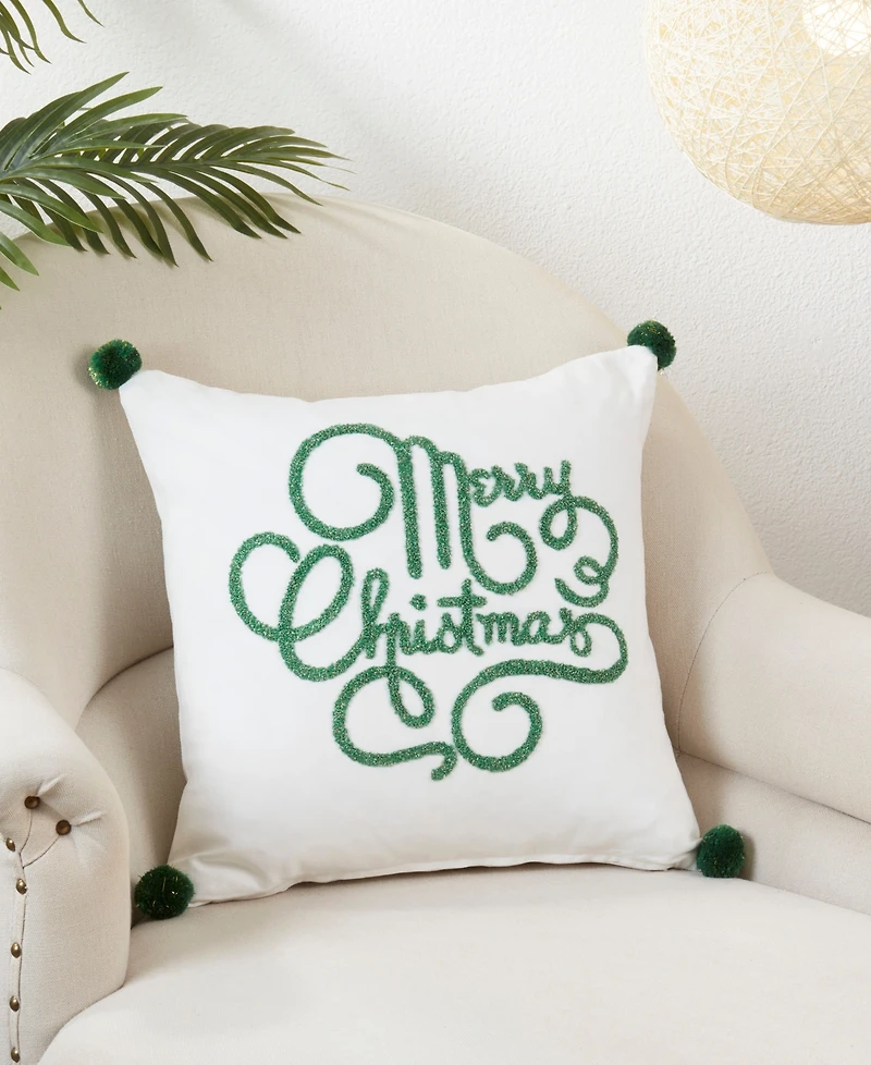 Saro Lifestyle Merry Christmas Design Decorative Pillow, 12" x 12"