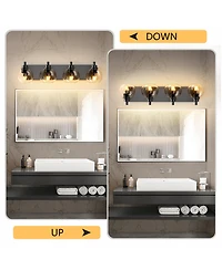 Midola Industrial Bathroom Vanity Light, 4-Light Bathroom Lights Over Mirror with Clear Glass Globe Shade and Metal Base