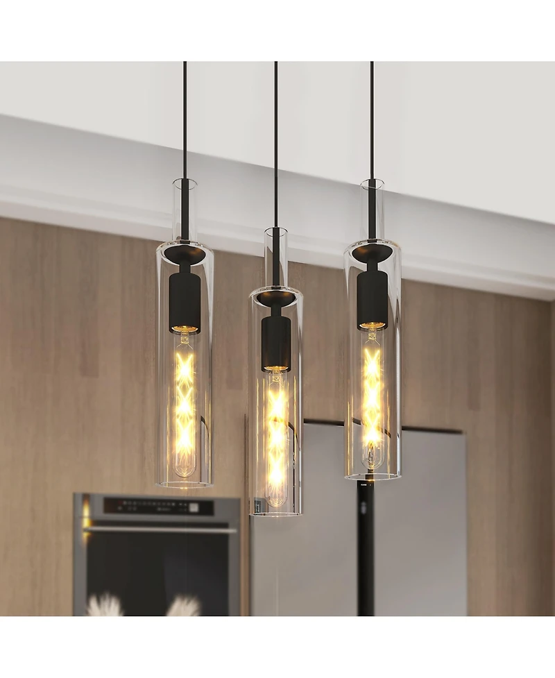Midola 3 Pack Pendant Lights Kitchen Island, Adjustable Modern Glass Pendant Light Over Island, Industrial Pendant Light Fixtures for Dining Room