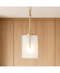 Midola Modern Pendant Light with Frosted Glass Shade, Adjustable Height, Compatible with Flat/Vaulted/Curved Ceilings, E26 Base (Max 60W) for Home