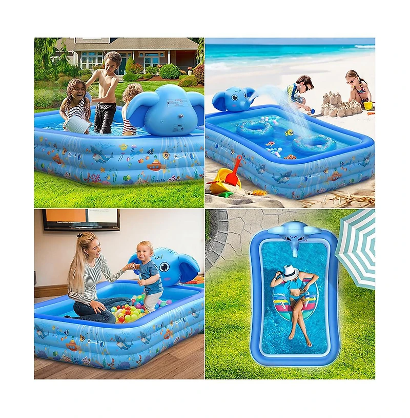 Cowin Elephant Inflatable Swimming Pool with Sprinkler, Baby Pool, Oversized Thickened Family Inflatable Pool