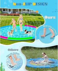 Aofar 118" Splash Pad Sprinkler Pool Outdoor Play Mat Pets Adults