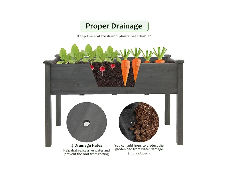 Wooden Raised Vegetable Garden Bed Elevated Grow Planter