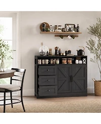 homfan Sideboard Cabinet with 3 Drawers and 2 Doors, Buffet Server with Storage Shelves for Dining Room Kitchen Living Room