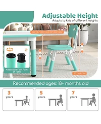 Gouun Kids 4-Seat Table and Chairs Set with Adjustable Heights and Graffiti Top