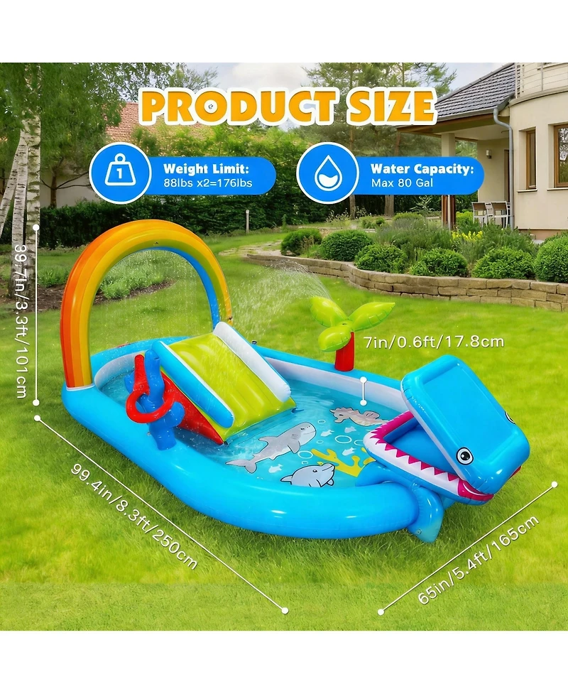 Aofar Inflatable Pool Slide Water Sprayer Waterfall Ball Bounce House