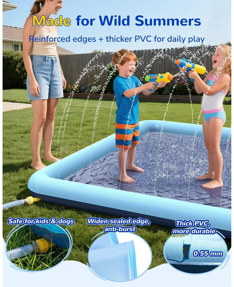 Aofar Non-slip Splash Sprinkler Pad for Kids and Dogs Outdoor Summer Water Play Mat