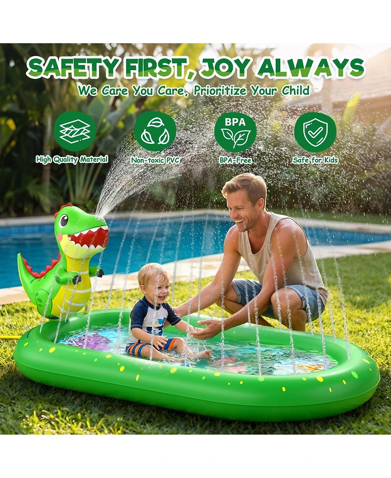 Aofar 3-in-1 Dinosaur Splash Pad Sprinkler Pool