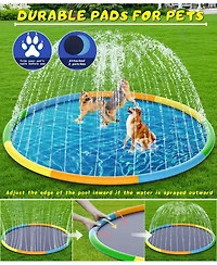Aofar Splash Pad Sprinkler Water Play Mat Dogs Kids Outdoor Fun