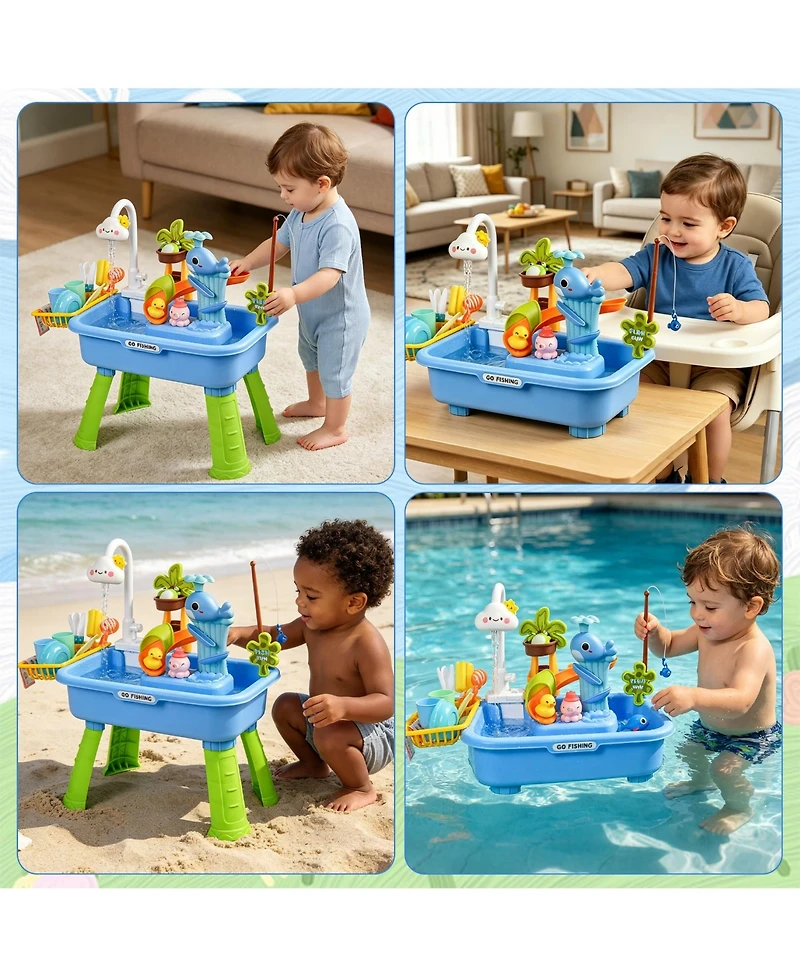 Gnuadz Water Table Sensory Electric Pump Kitchen Fishing Playset