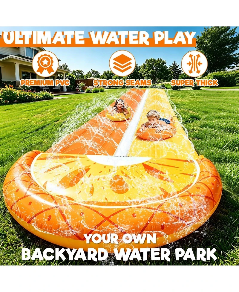 Aofar 20Ft PineLawn Water Slide Bodyboards Sprinkler Race Lane Outdoor Pool Game